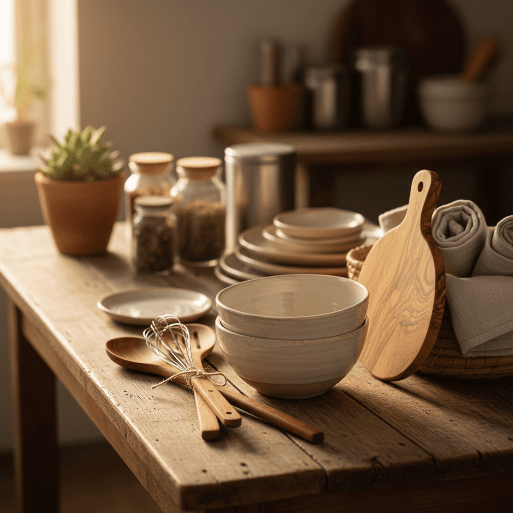 Curated home and kitchen products arranged with care