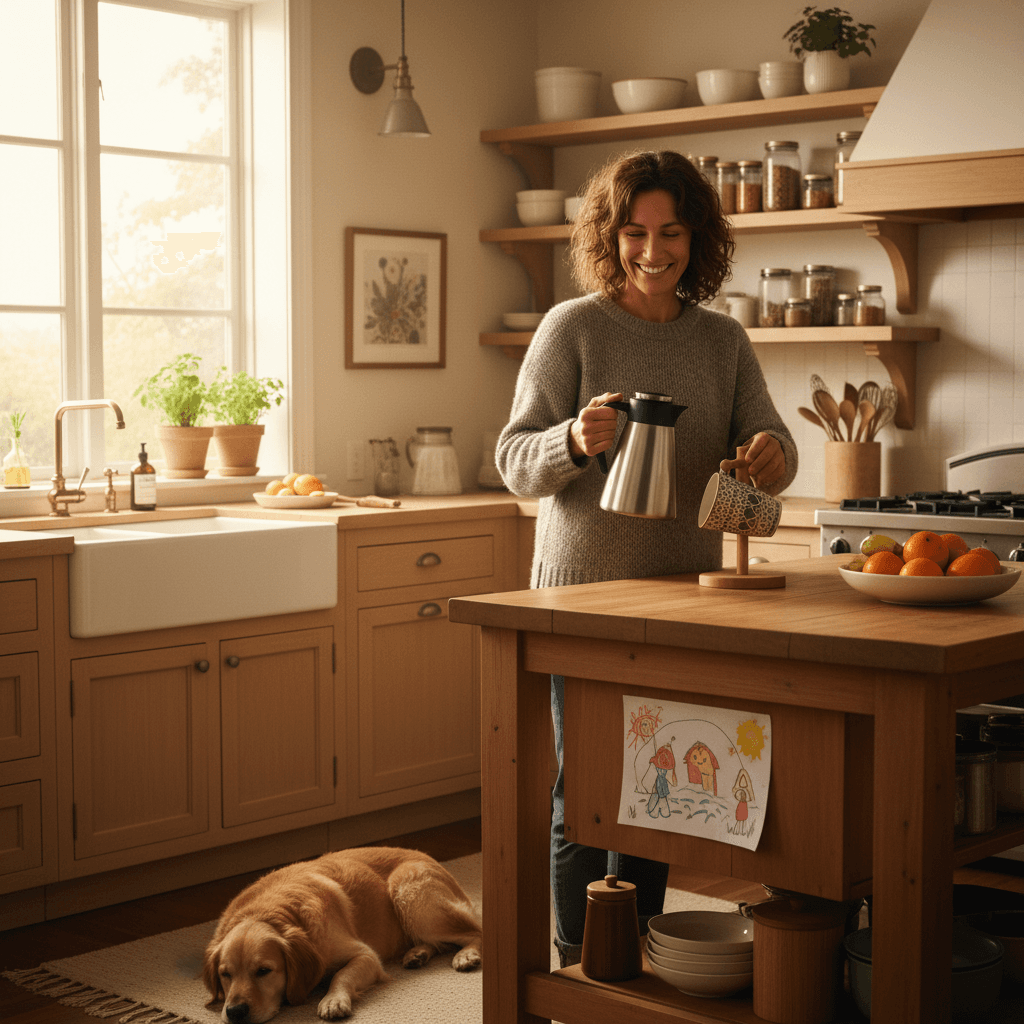 Customer enjoying organized kitchen with quality home products